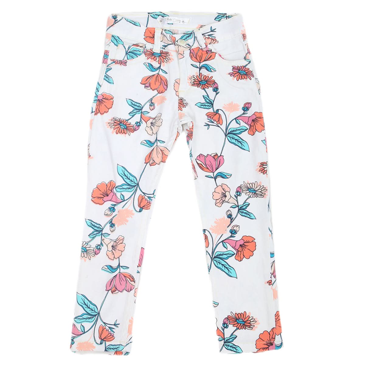 Girls Cotton Printed Pant - White-A, Kids, Girls Pants And Capri, Chase Value, Chase Value