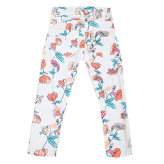 Girls Cotton Printed Pant - White-A, Kids, Girls Pants And Capri, Chase Value, Chase Value