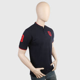 Men's Pique Band Collar Polo T-Shirt - Navy Blue, Men, T-Shirts And Polos, Chase Value, Chase Value