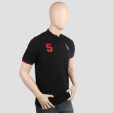 Men's Pique Band Collar Polo T-Shirt - Black, Men, T-Shirts And Polos, Chase Value, Chase Value