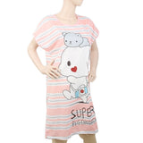 Women's Nightwear Long T-Shirt - Pink, Women, Night Suit, Chase Value, Chase Value