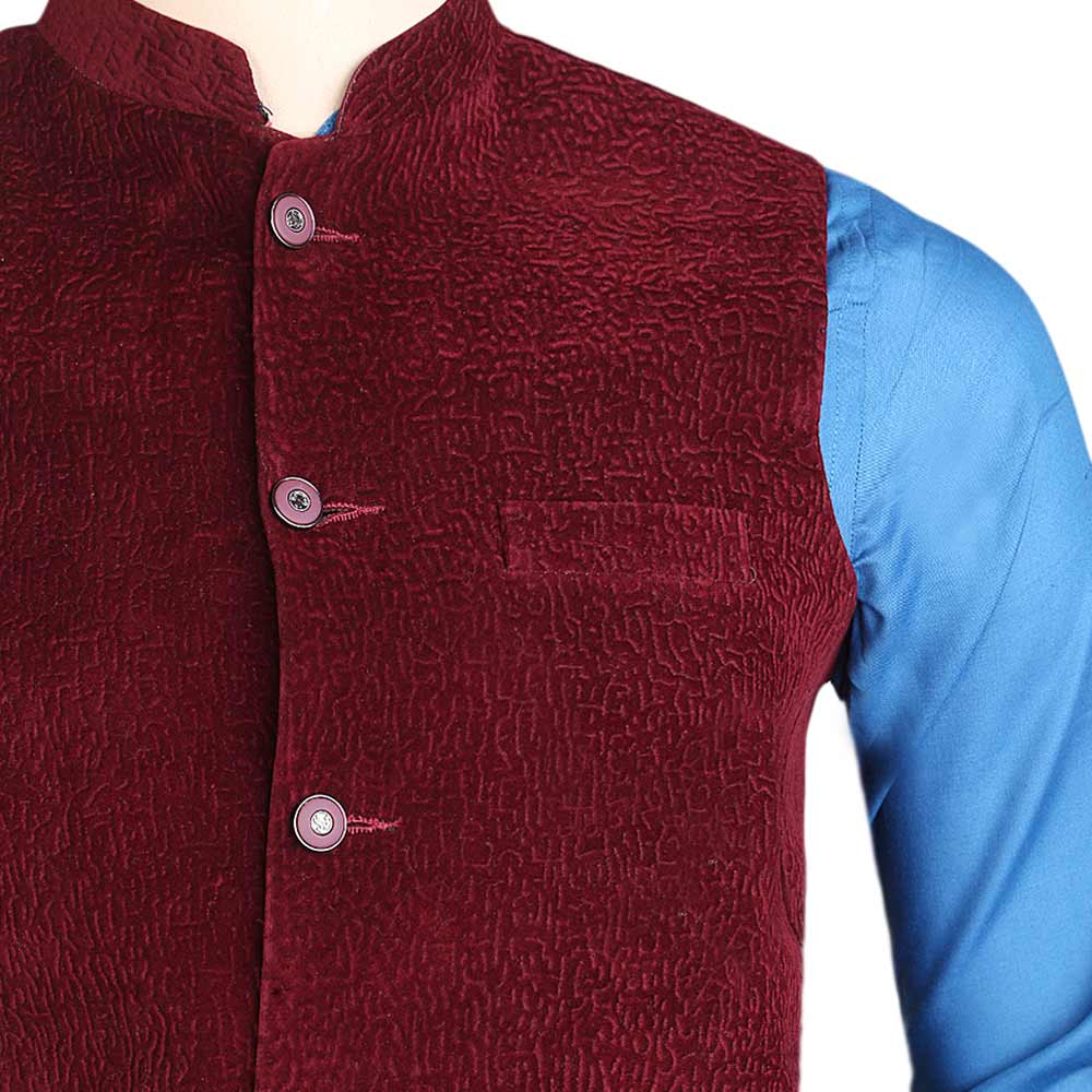 Men's Velvet Waist Coat - Maroon, Men, Waist Coats, Chase Value, Chase Value