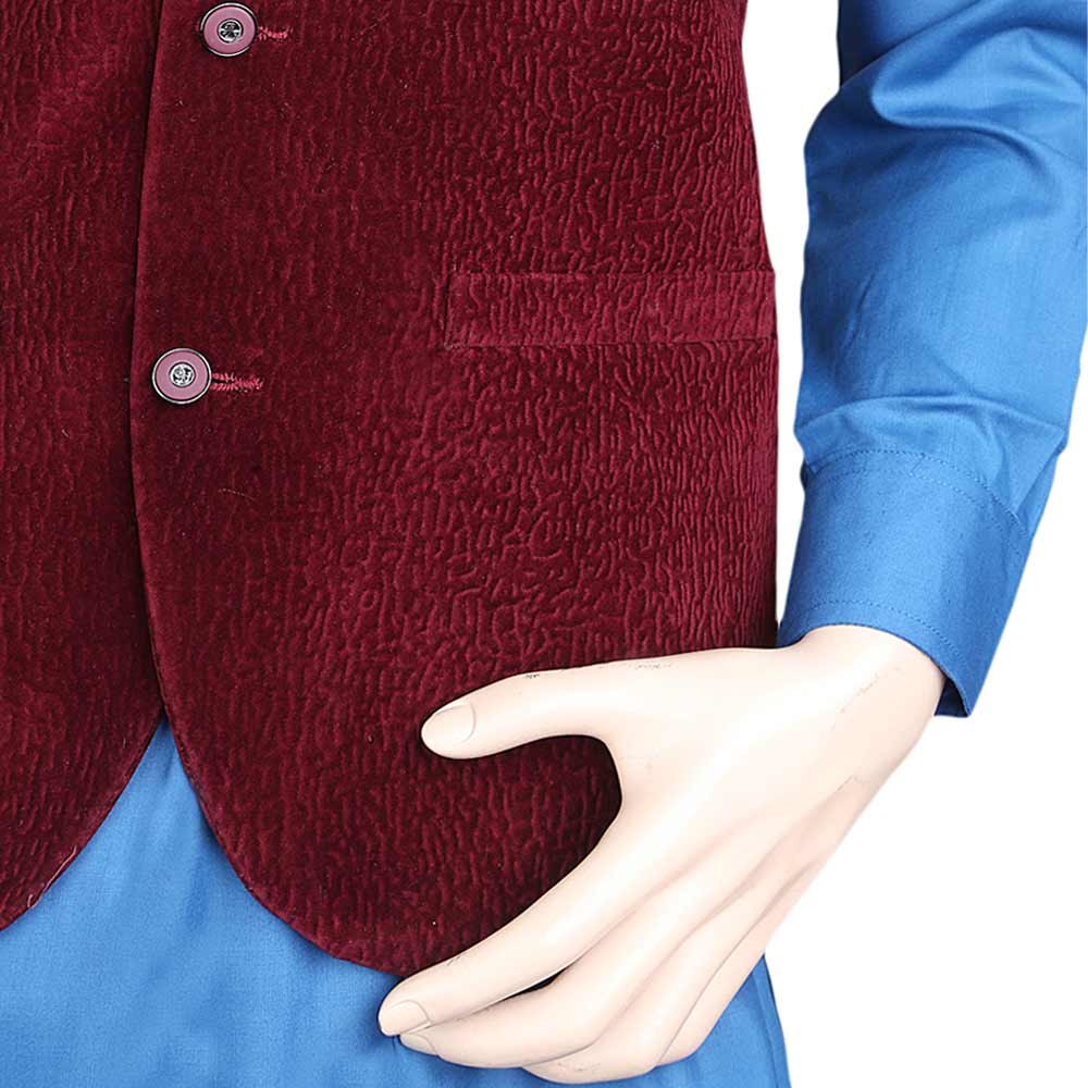 Men's Velvet Waist Coat - Maroon, Men, Waist Coats, Chase Value, Chase Value