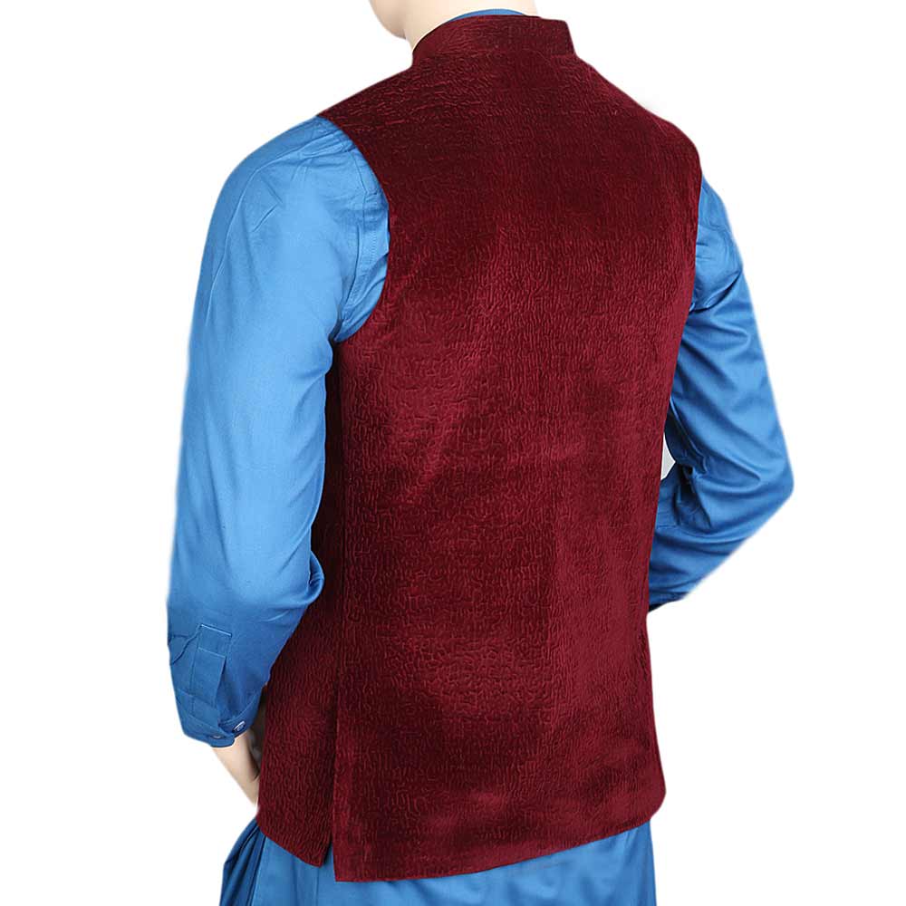 Men's Velvet Waist Coat - Maroon, Men, Waist Coats, Chase Value, Chase Value