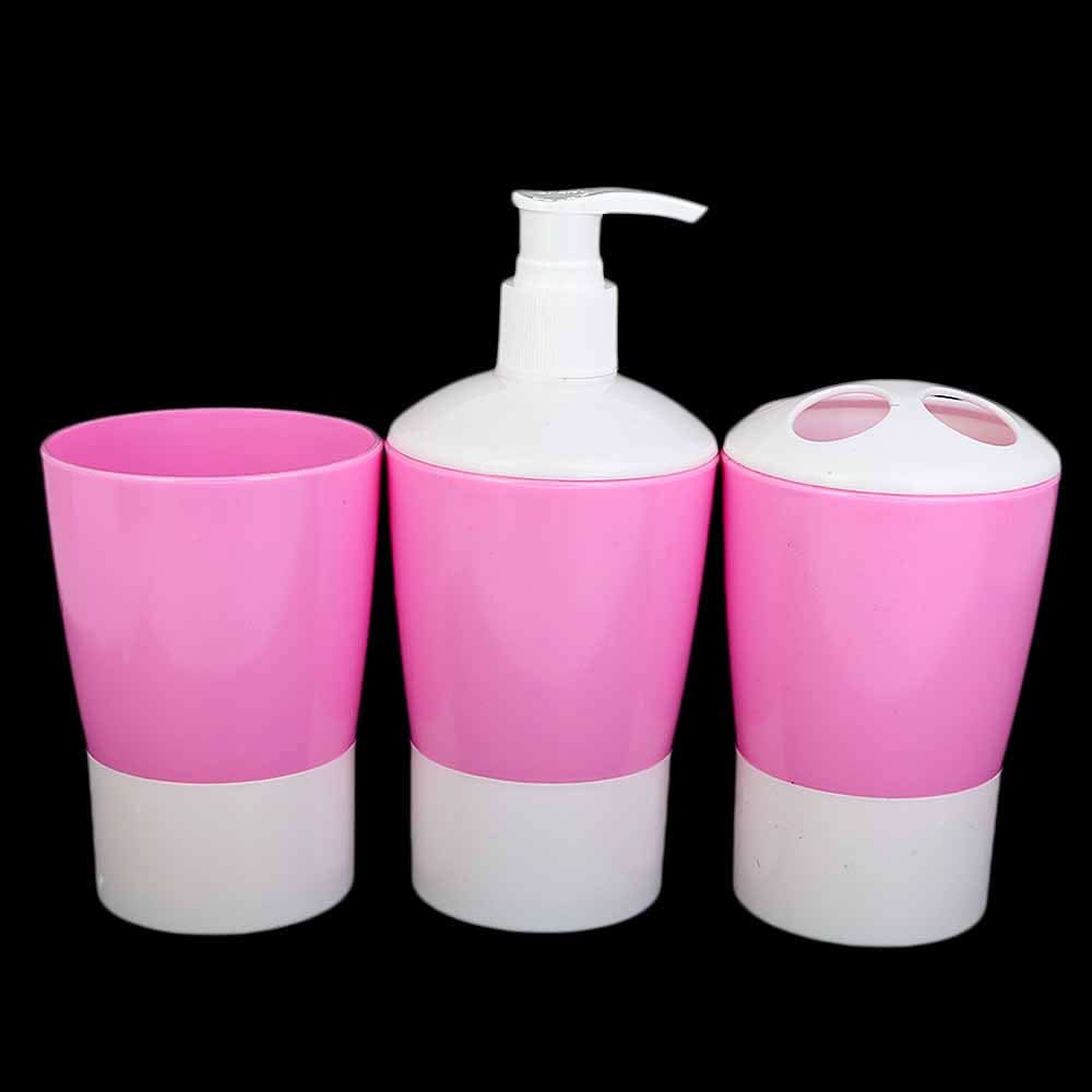 Bathroom Set 3 Piece JJ811 (KA-901) - Pink, Home & Lifestyle, Storage Boxes, Chase Value, Chase Value