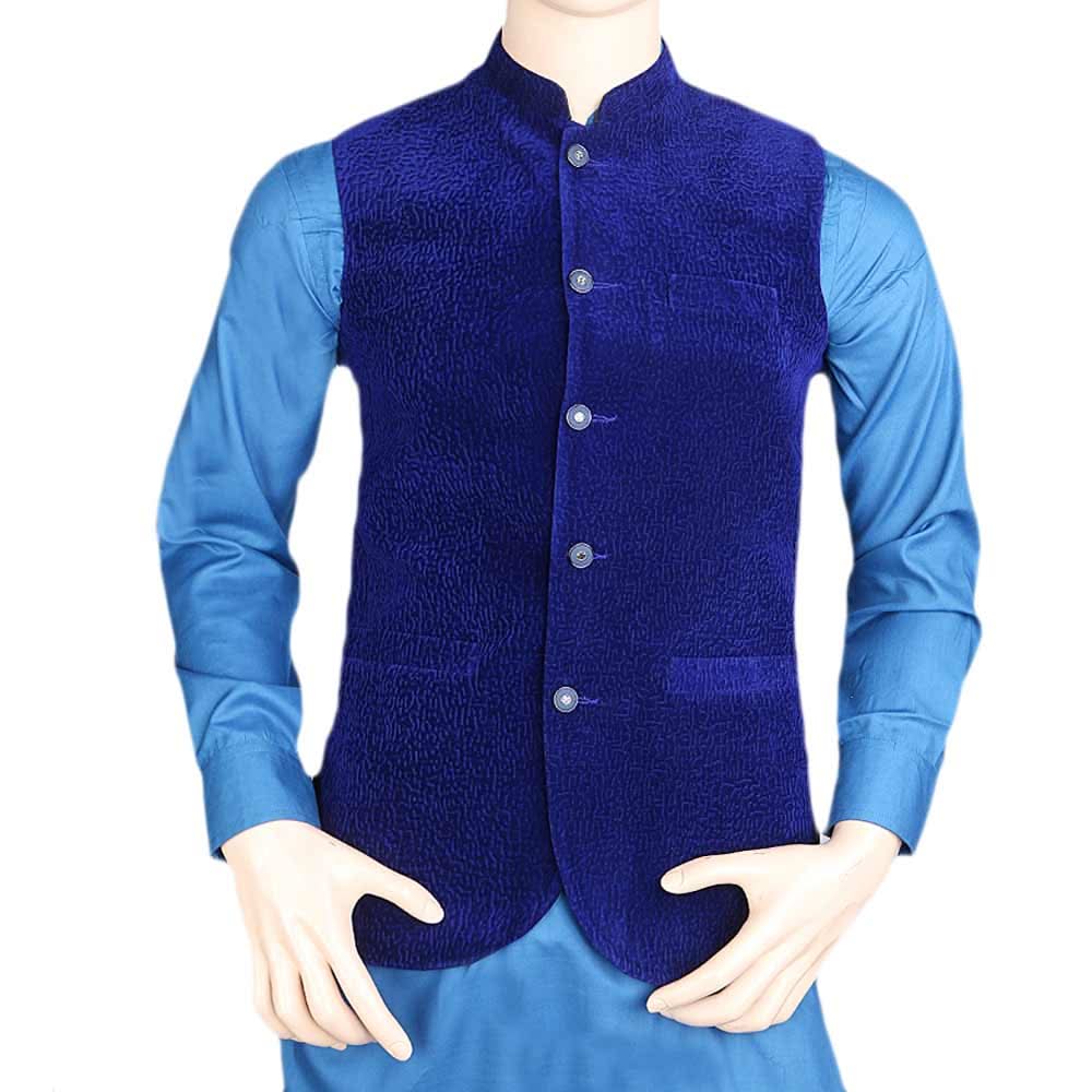 Men's Velvet Waist Coat - Royal Blue, Men, Waist Coats, Chase Value, Chase Value