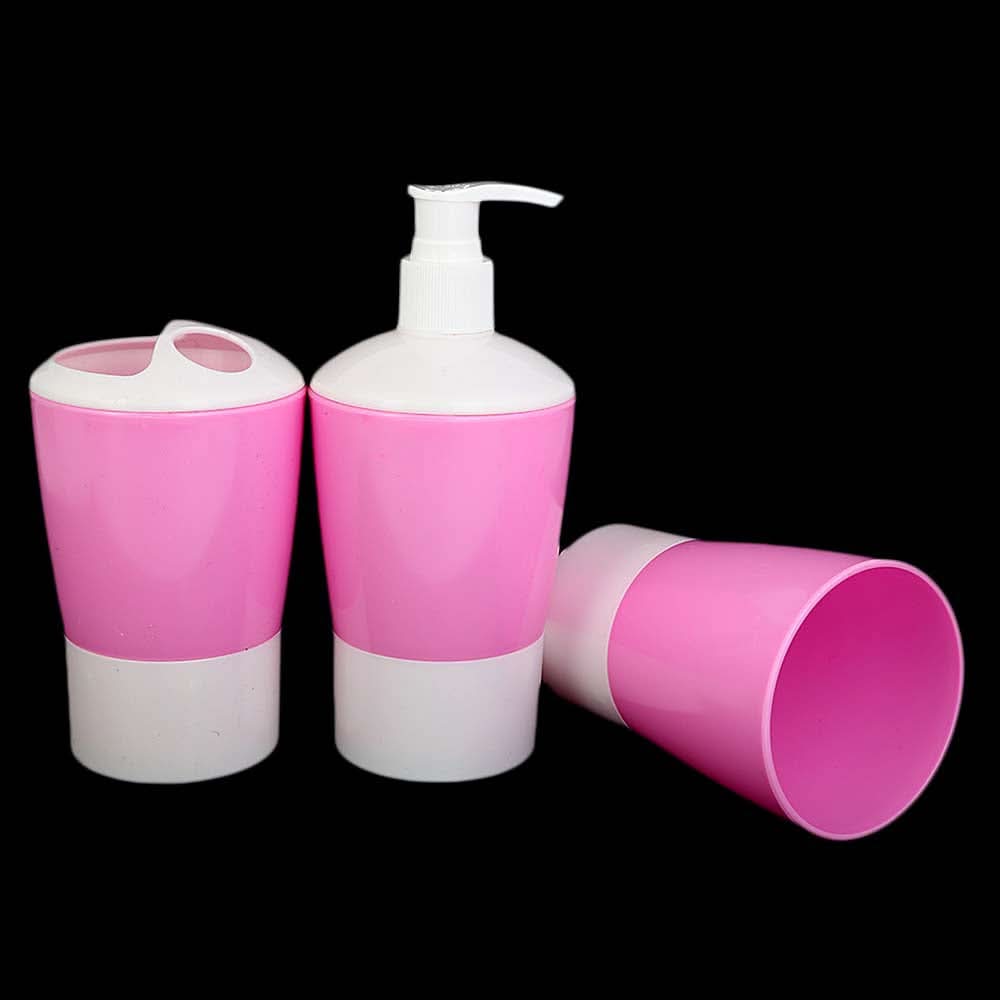 Bathroom Set 3 Piece JJ811 (KA-901) - Pink, Home & Lifestyle, Storage Boxes, Chase Value, Chase Value