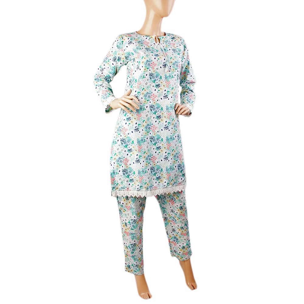 Women's 2 Pcs Cotton Stitched Suit - Light Blue, Women Shalwar Suits, Chase Value, Chase Value