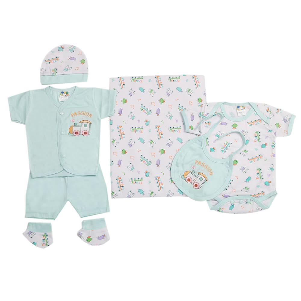 Newborn Suit 5pcs gift Sets - Cyan, Kids, Newborn Boys Sets And Suits, Chase Value, Chase Value