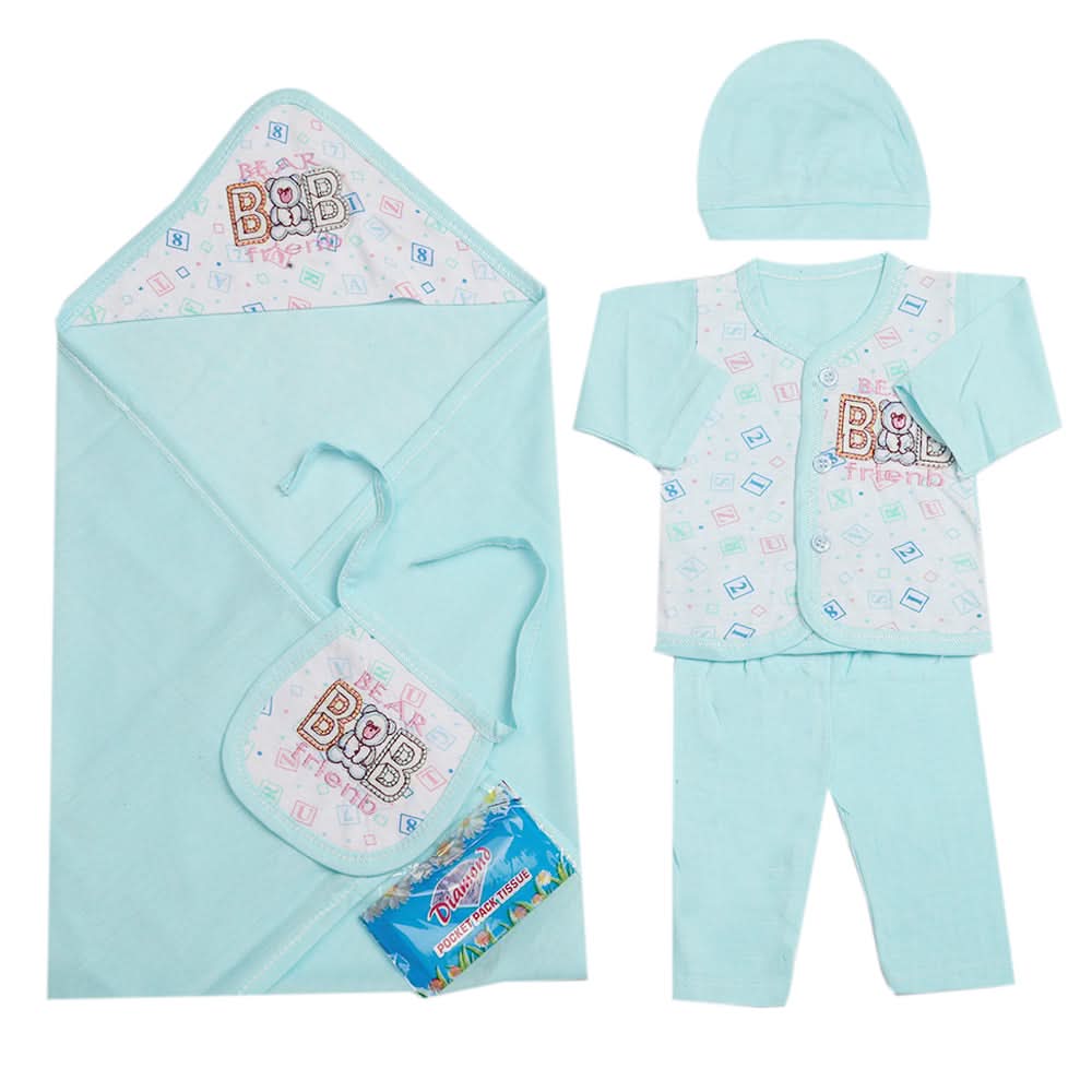 Newborn Suit 5pcs gift Sets - Sky Blue, Kids, Newborn Boys Sets And Suits, Chase Value, Chase Value