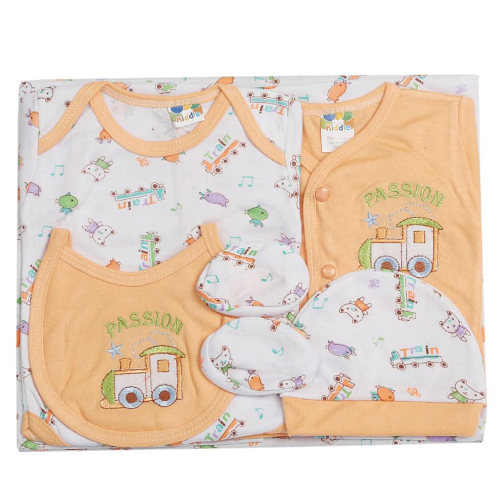 Newborn Suit 5pcs gift Sets - Orange, Kids, Newborn Boys Sets And Suits, Chase Value, Chase Value