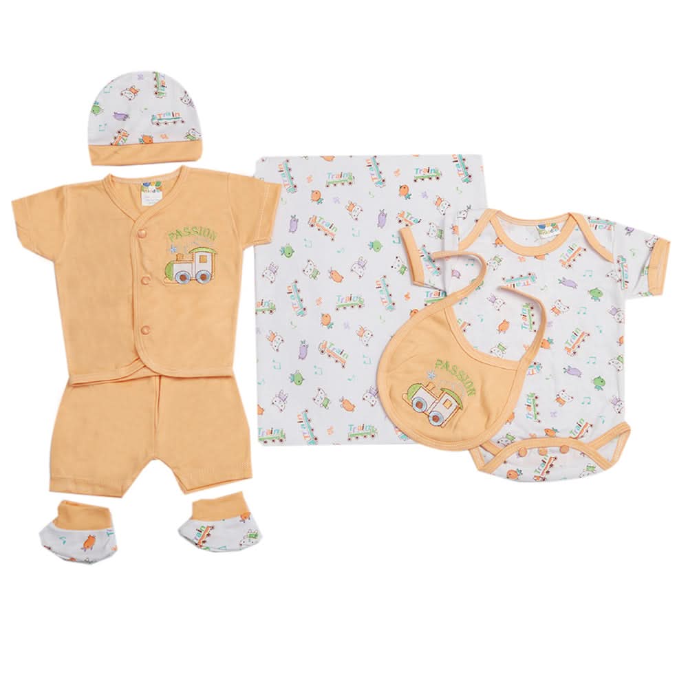 Newborn Suit 5pcs gift Sets - Orange, Kids, Newborn Boys Sets And Suits, Chase Value, Chase Value