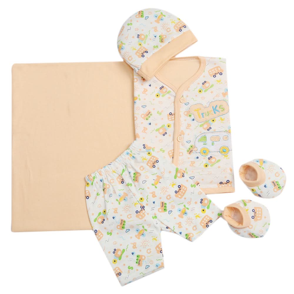 Newborn Suit 5pcs gift Sets - Peach, Kids, Newborn Boys Sets And Suits, Chase Value, Chase Value