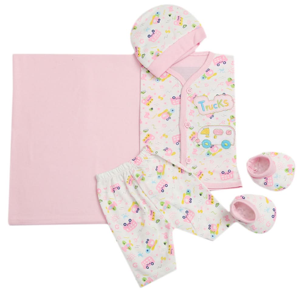 Newborn Suit 5pcs gift Sets - Light Pink, Kids, Newborn Boys Sets And Suits, Chase Value, Chase Value