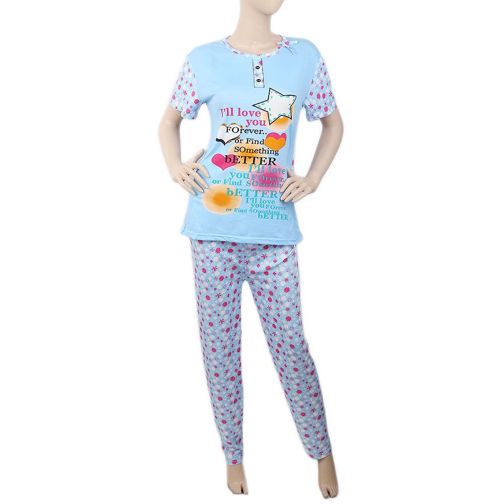 Women's 2 Piece Night Suit - Sky Blue, Women, Night Suit, Chase Value, Chase Value