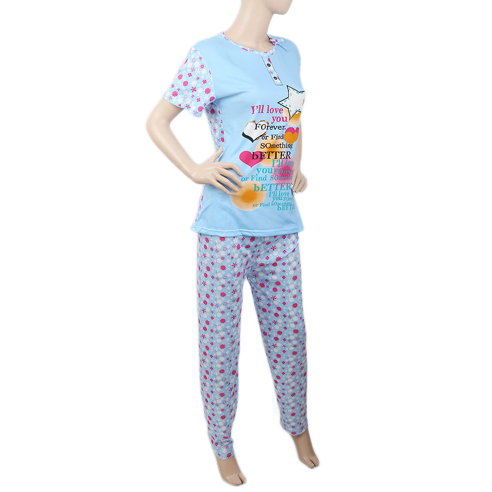 Women's 2 Piece Night Suit - Sky Blue, Women, Night Suit, Chase Value, Chase Value