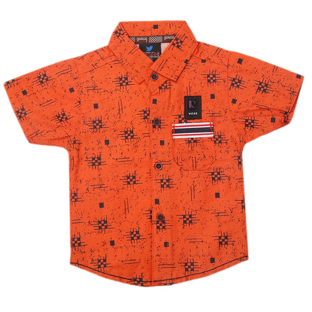 Boys Printed Casual Shirt - Orange, Kids, Boys Shirts, Chase Value, Chase Value
