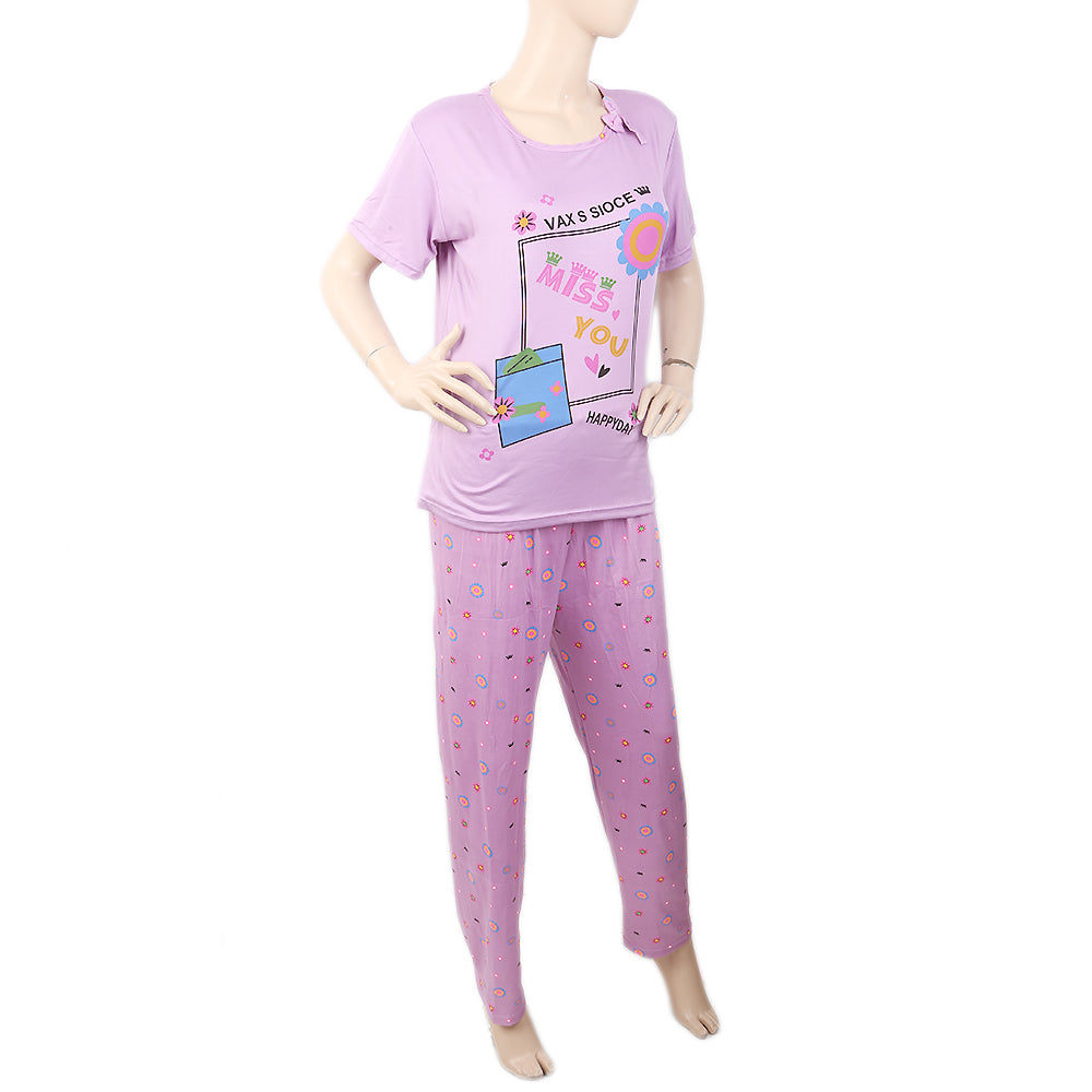 Women's 2 Piece Night Suit - Purple, Women, Night Suit, Chase Value, Chase Value