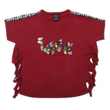 Girls Half Sleeves Fancy Tape T-Shirt - Maroon, Kids, Girls T-Shirts, Chase Value, Chase Value