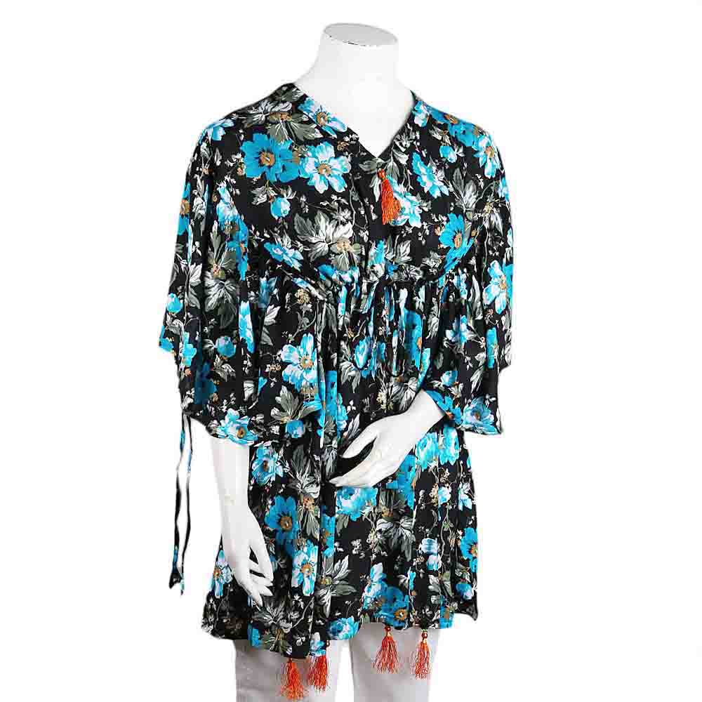 Women's Butterfly Linen Kurti - Black, Women, Ready Kurtis, Chase Value, Chase Value