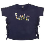 Girls Half Sleeves Fancy Tape T-Shirt - Navy Blue, Kids, Girls T-Shirts, Chase Value, Chase Value
