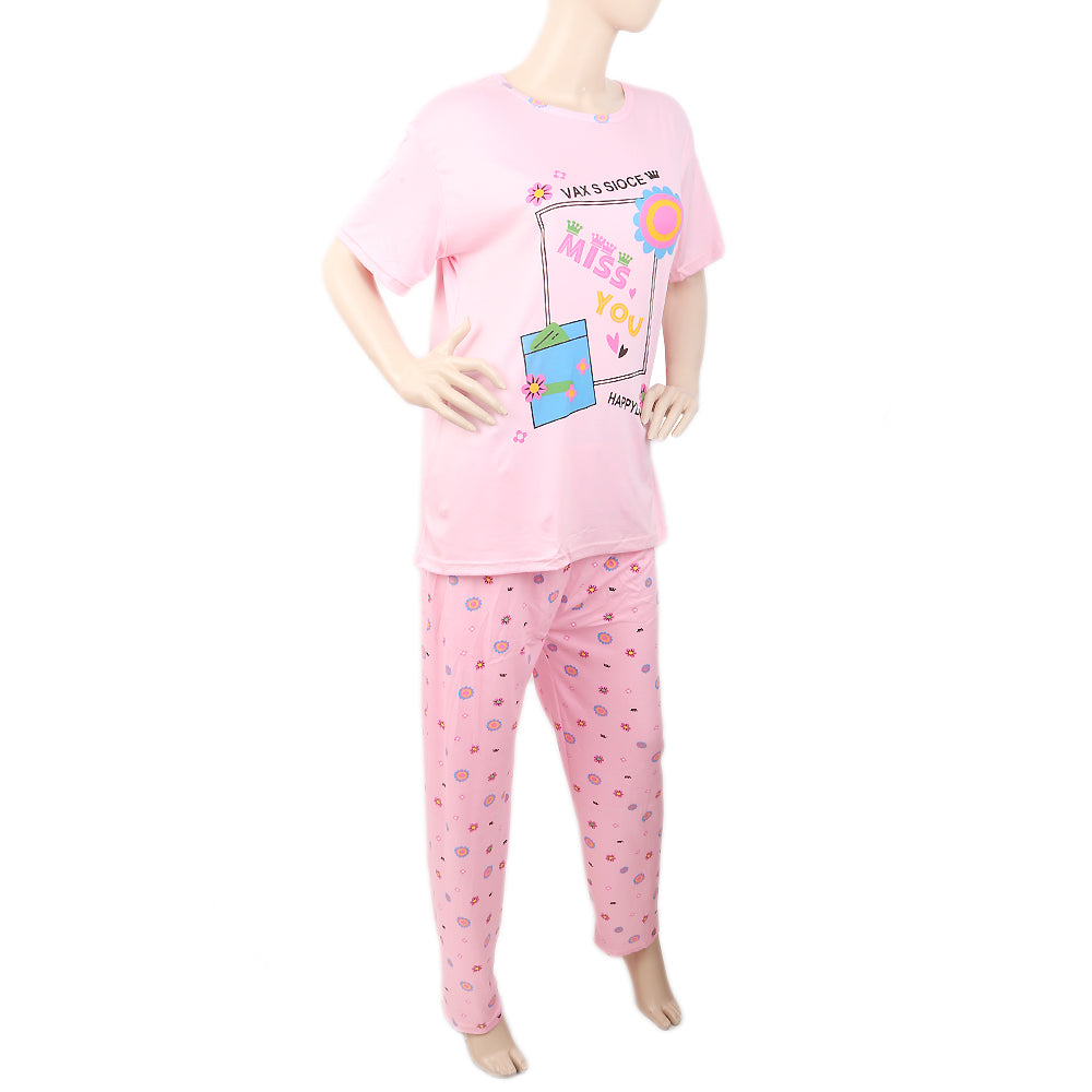 Women's 2 Piece Night Suit - Light Pink, Women, Night Suit, Chase Value, Chase Value