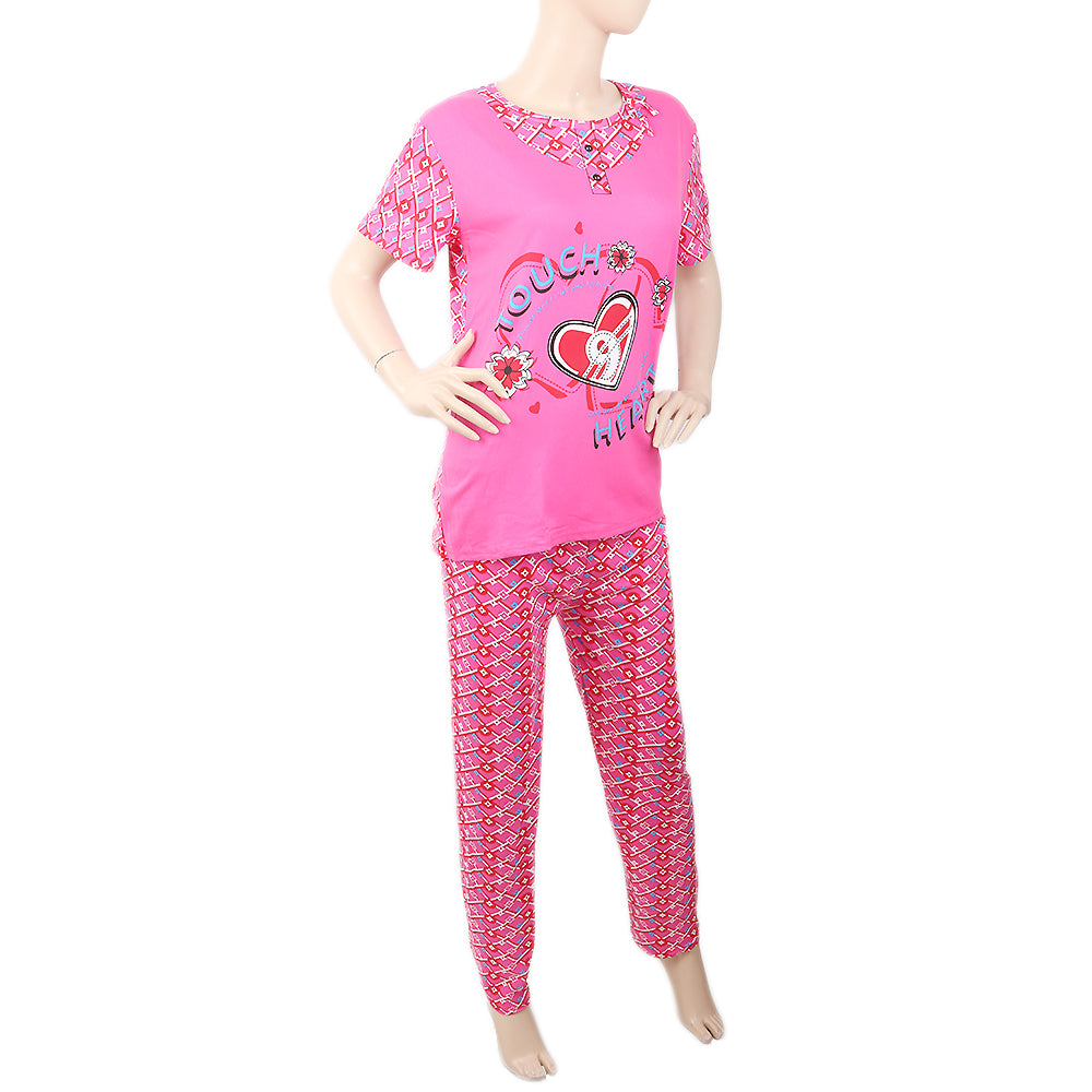 Women's 2 Piece Night Suit - Pink, Women, Night Suit, Chase Value, Chase Value