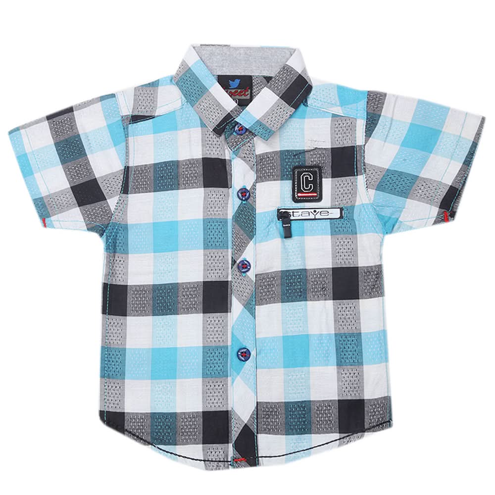 Boys Half Sleeves Casual Shirt - Cyan, Kids, Boys Shirts, Chase Value, Chase Value