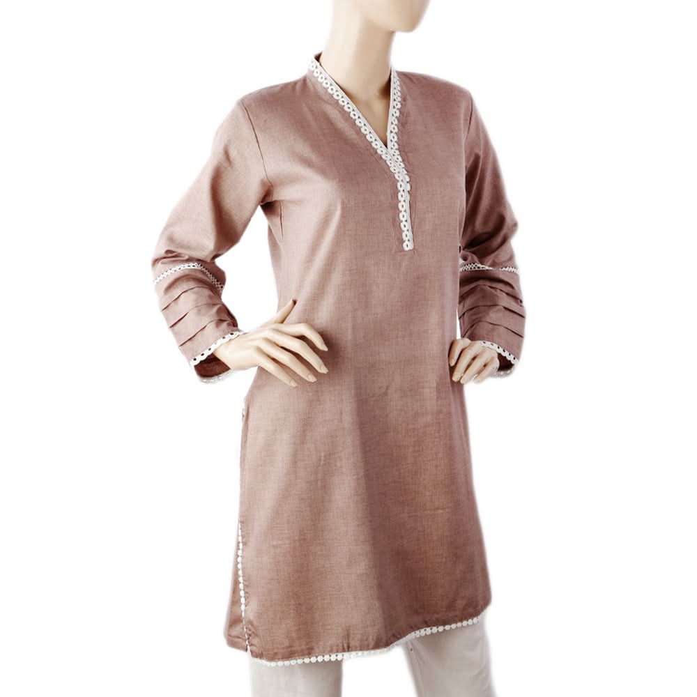 Women's Fancy Kurti - Light Brown, Women Ready Kurtis, Chase Value, Chase Value