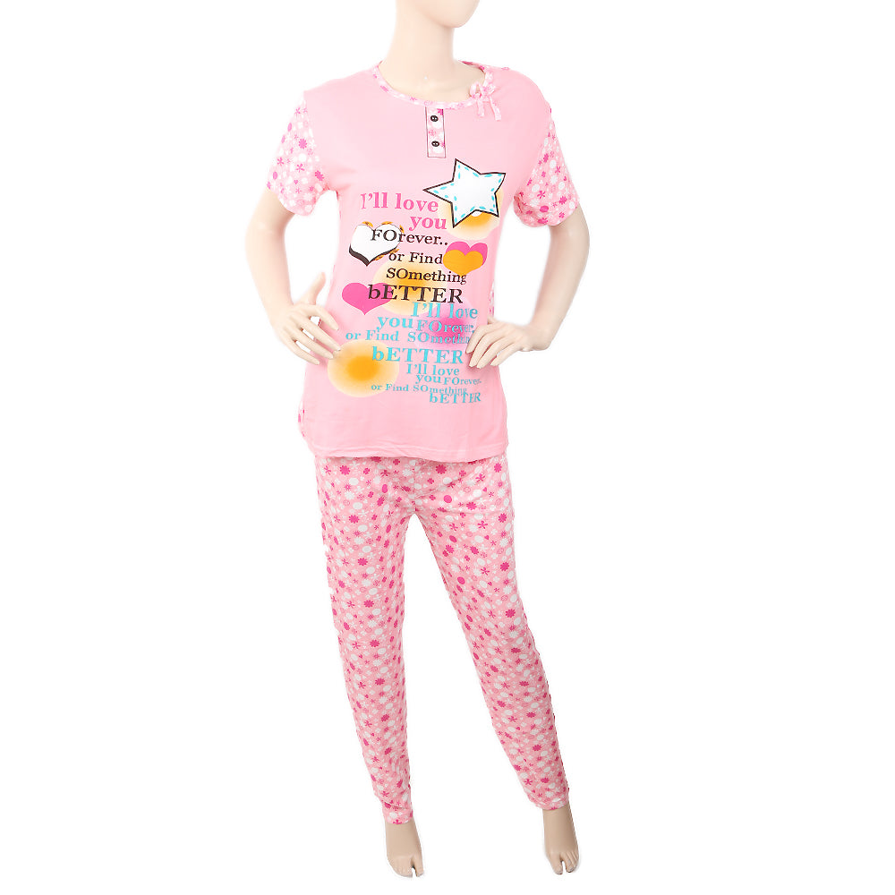 Women's 2 Piece Night Suit - Pink, Women, Night Suit, Chase Value, Chase Value