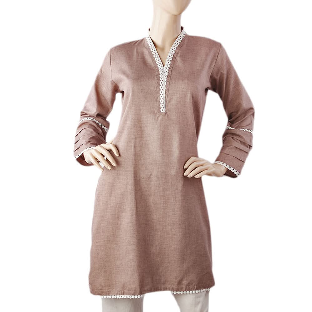 Women's Fancy Kurti - Light Brown, Women Ready Kurtis, Chase Value, Chase Value