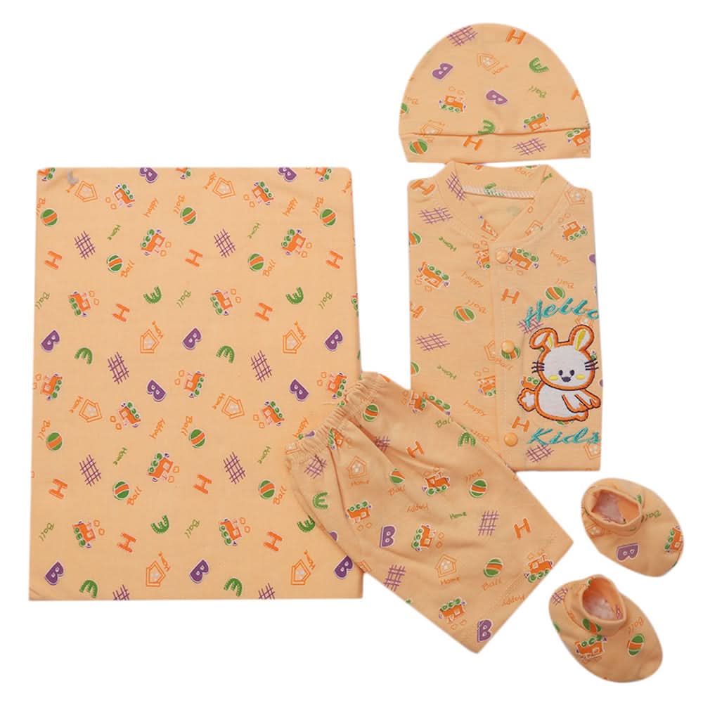 Newborn Suit 5pcs gift Sets - Orange, Kids, Newborn Boys Sets And Suits, Chase Value, Chase Value