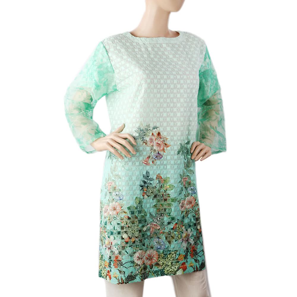Women's Fancy Kurti - Light Green, Women Ready Kurtis, Chase Value, Chase Value