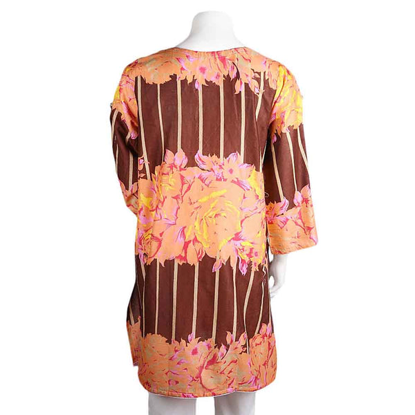 Women's Printed Lawn Kurti - Brown, Women's Fashion, Chase Value, Chase Value