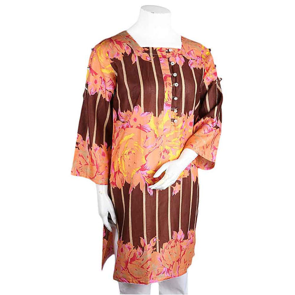 Women's Printed Lawn Kurti - Brown, Women's Fashion, Chase Value, Chase Value