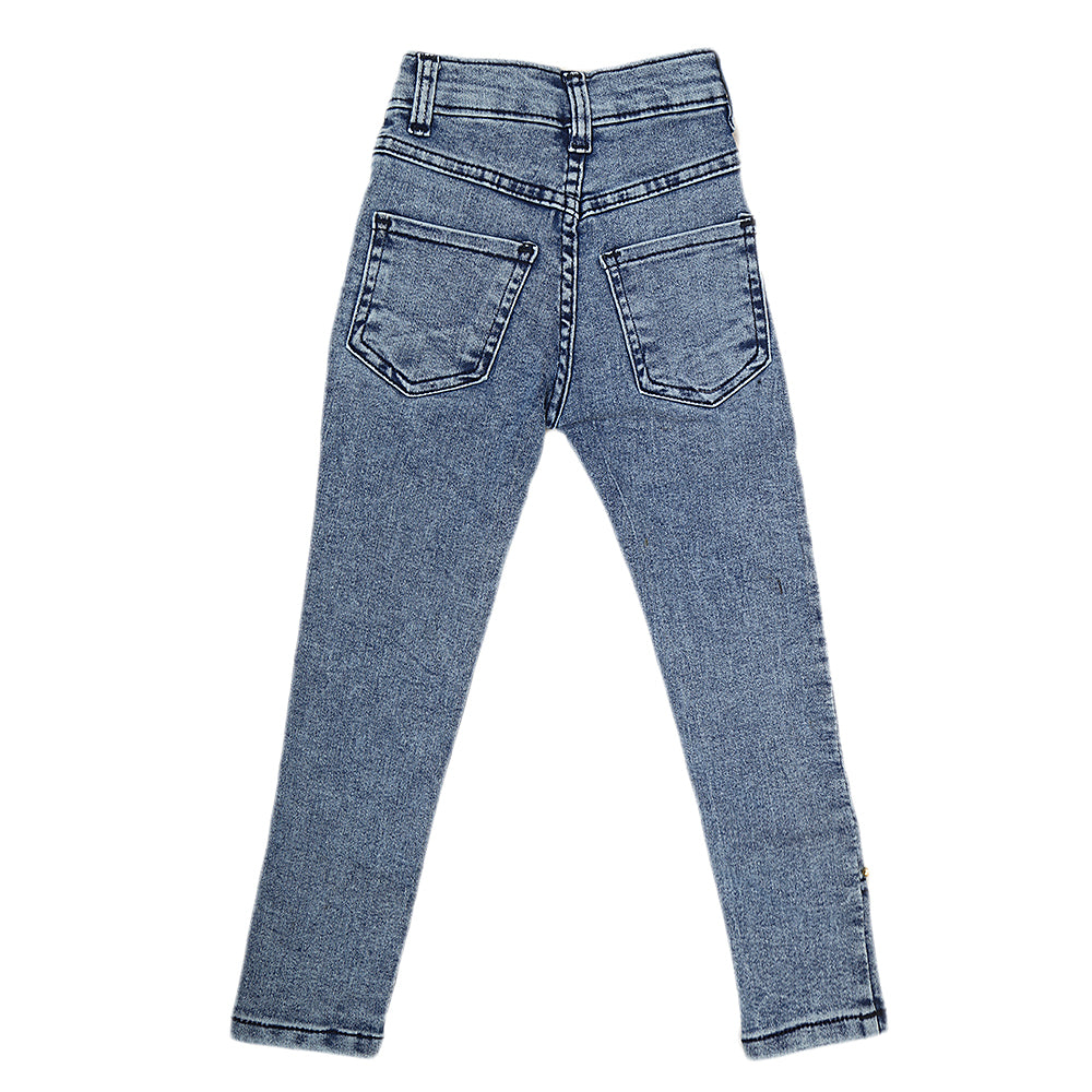 Girls Pearls Denim Pant - Light Blue, Kids, Girls Pants And Capri, Chase Value, Chase Value