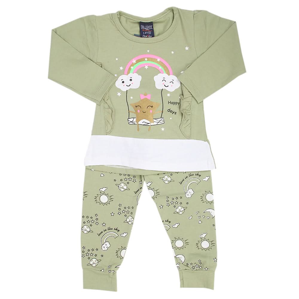 Girls Full Sleeves Suit - Light Green, Girls Suits, Chase Value, Chase Value