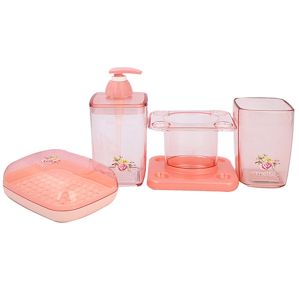 Bathroom Toiletries Set 4 Pcs 6206 - Pink, Home & Lifestyle, Storage Boxes, Chase Value, Chase Value