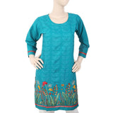 Women's Embroidered Border Kurti - Sea Green, Women, Ready Kurtis, Chase Value, Chase Value