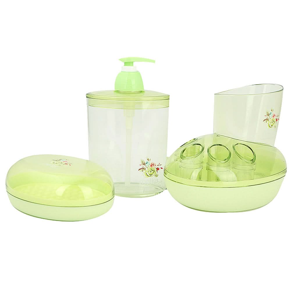 Bathroom Toiletries Set 4 Pcs 6212 - Green, Home & Lifestyle, Storage Boxes, Chase Value, Chase Value