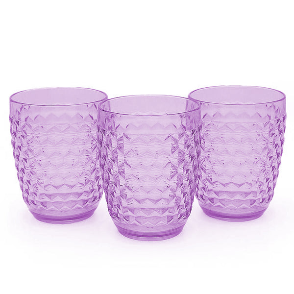 Acrylic Diamond Glass 250ml Pack Of 3 - Purple, Home & Lifestyle, Glassware & Drinkware, Chase Value, Chase Value