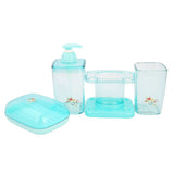 Bathroom Toiletries Set 4 Pcs 6206 - Cyan, Home & Lifestyle, Storage Boxes, Chase Value, Chase Value