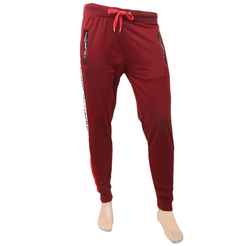 Men's Fancy Zip Trousers - Maroon, Men, Lowers And Sweatpants, Chase Value, Chase Value