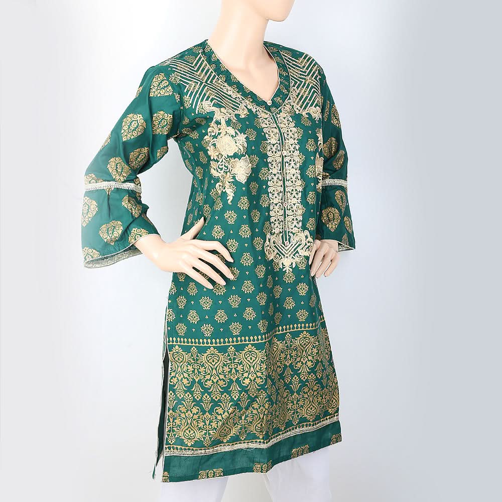 Women's Embroidered Kurti - Green, Women, Ready Kurtis, Chase Value, Chase Value