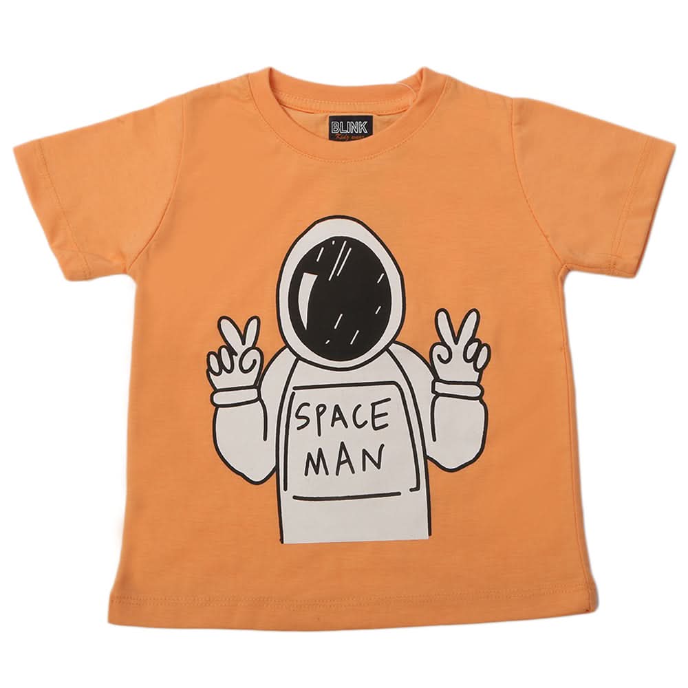 Boys Half Sleeves Printed T-Shirt - Peach, Boys T-Shirts, Chase Value, Chase Value