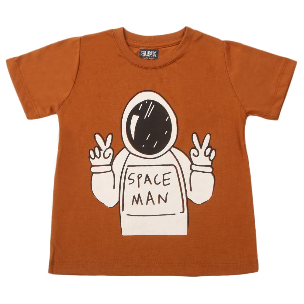 Boys Half Sleeves Printed T-Shirt - Brown, Boys T-Shirts, Chase Value, Chase Value
