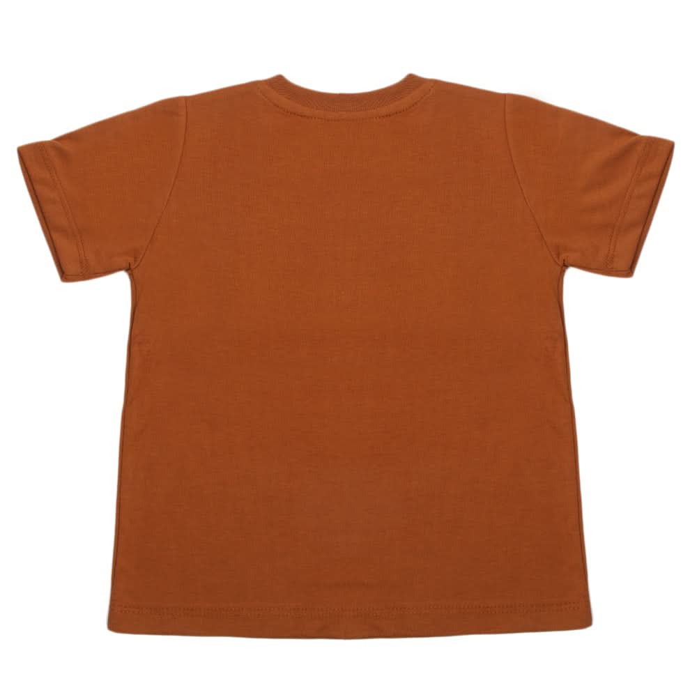 Boys Half Sleeves Printed T-Shirt - Brown, Boys T-Shirts, Chase Value, Chase Value