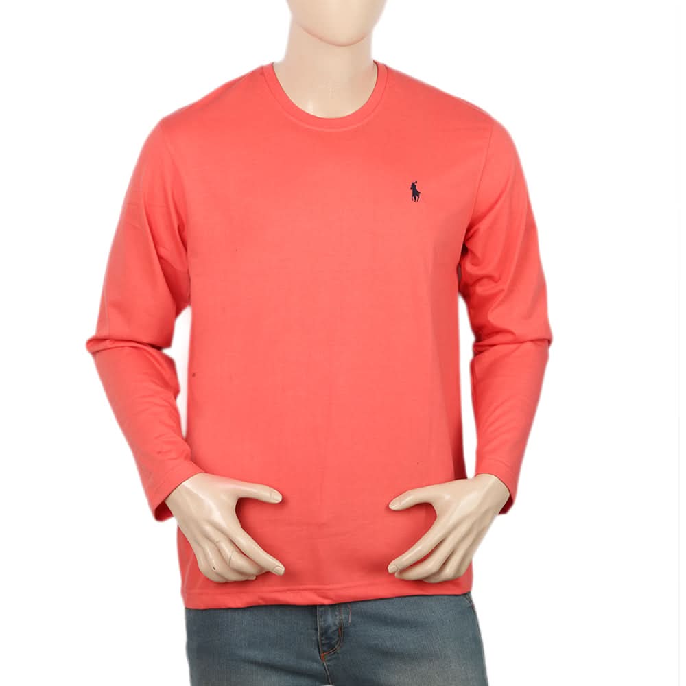 Men's Full Sleeves Round Neck T-Shirt - Rust, Men, T-Shirts And Polos, Chase Value, Chase Value