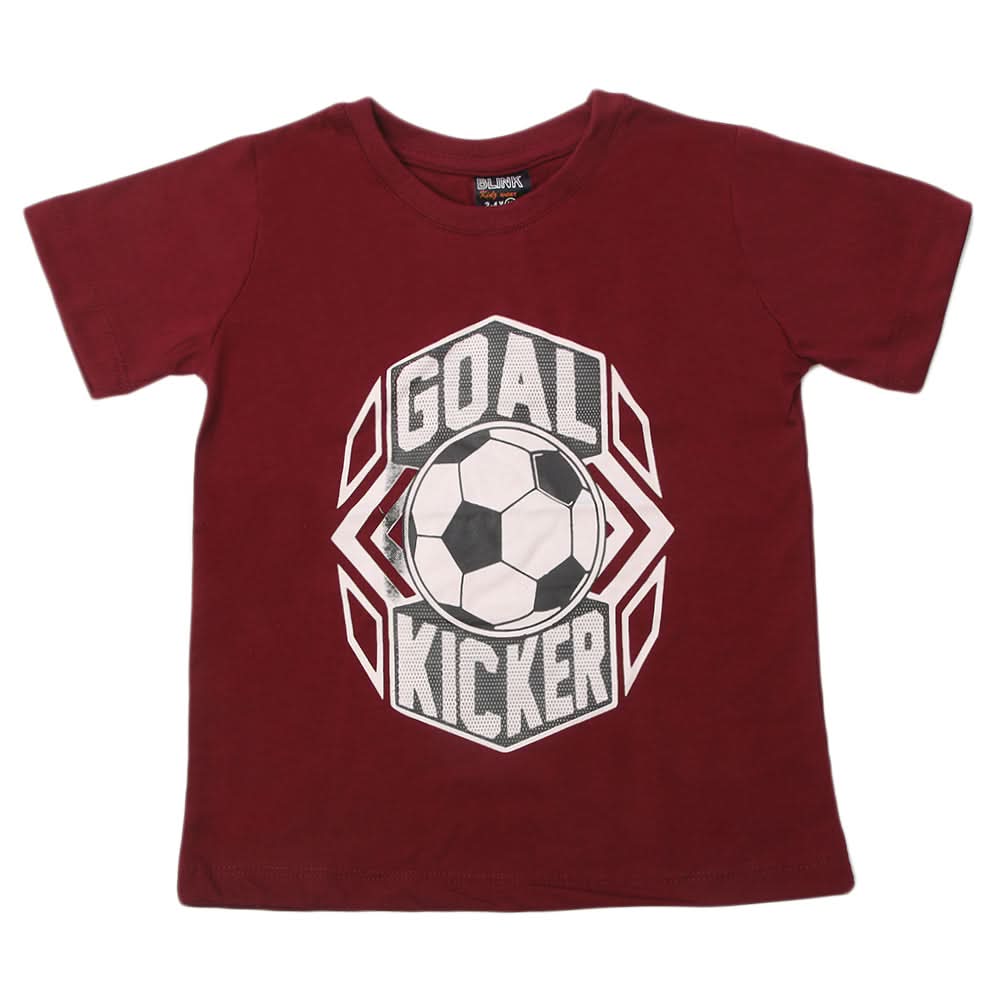Boys Half Sleeves T-Shirt - Maroon, Boys T-Shirts, Chase Value, Chase Value