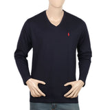 Men's Full Sleeves V Neck T-Shirt - Navy Blue, Men, T-Shirts And Polos, Chase Value, Chase Value
